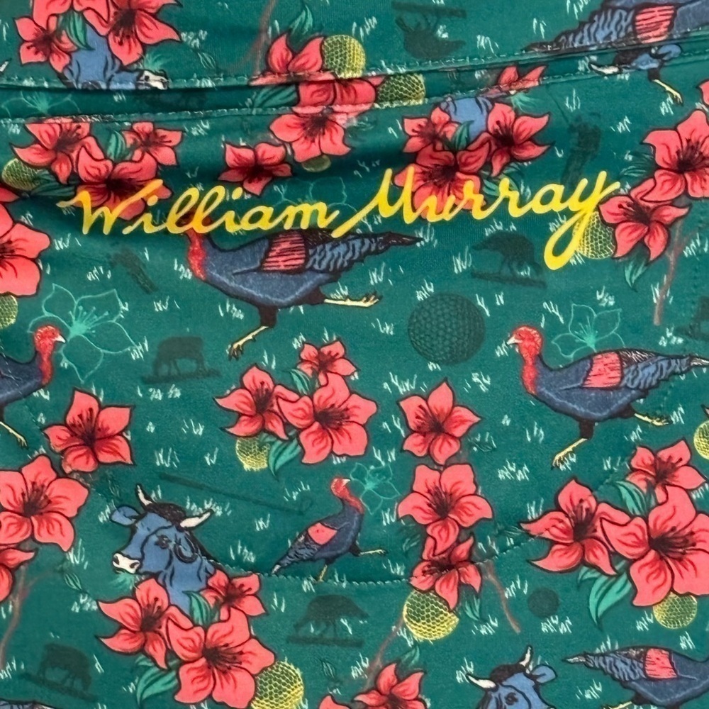 Men’s WILLIAM MURRAY Green All Over‎ Floral Short Sleeve Golf Polo Size XL - Picture 3 of 5